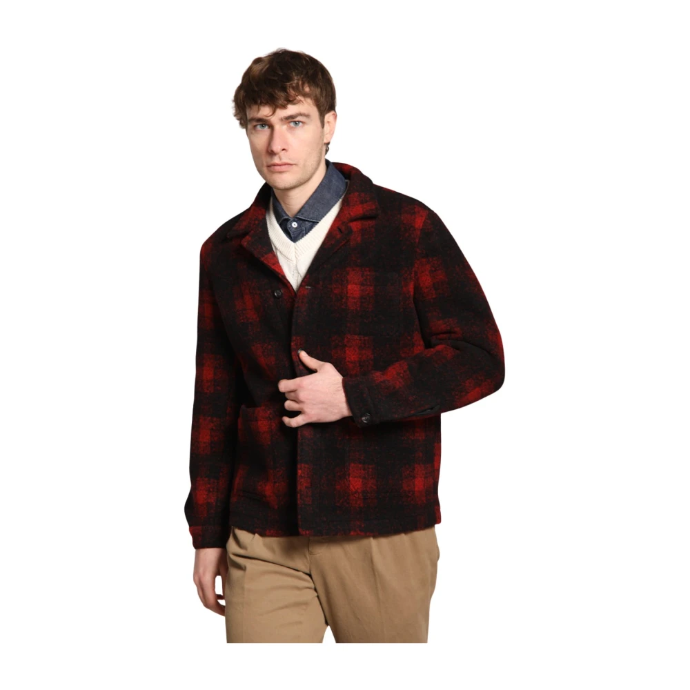 Mason's Mannelijk Rood Jassen Heren, 2XL, Wol, Geruite Wollen Field Jacket