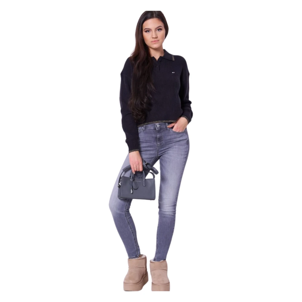 Tommy Hilfiger Zwarte Logo Sweater Lange Mouw Black Dames