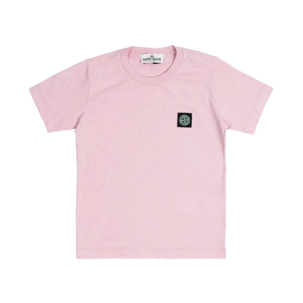Stone Island Boys Pink T-Shirt Girocollo Mezza Manica Con Logo