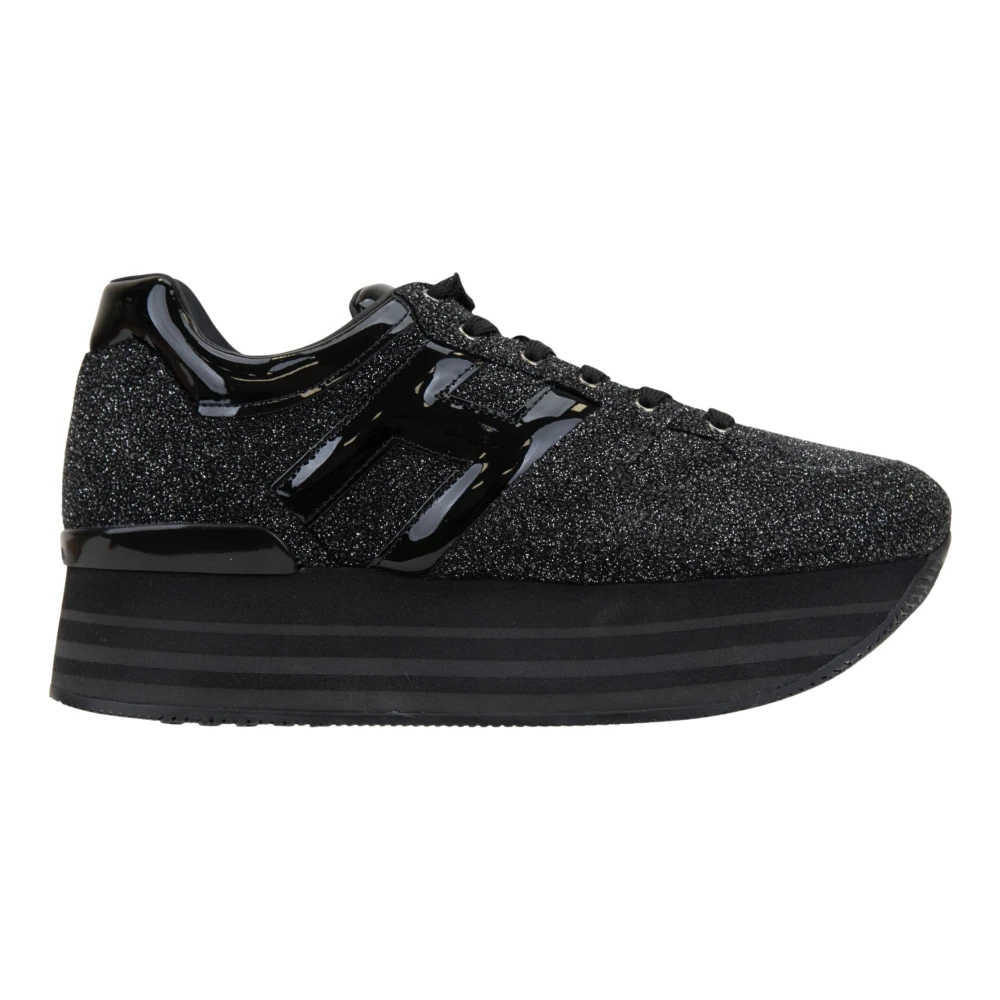 Hogan Läder Glitter Sneakers med Brand Logo Black, Dam