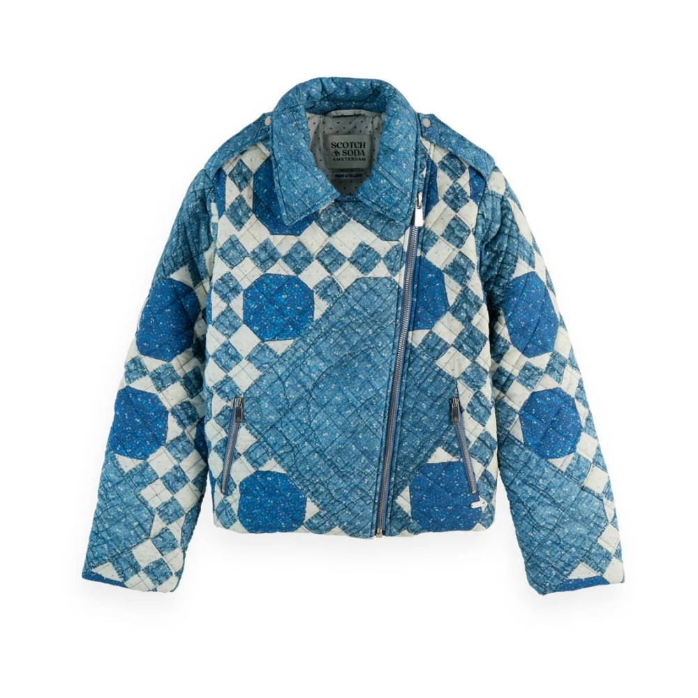 Scotch & Soda Gewatteerde Bikerjas Heirloom Print Blue Dames