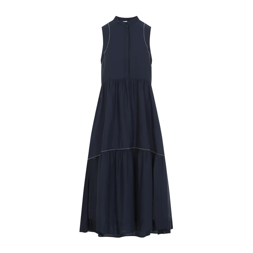 PESERICO Blauwe Katoenen Jurk Elegant Statement Stuk Blue Dames