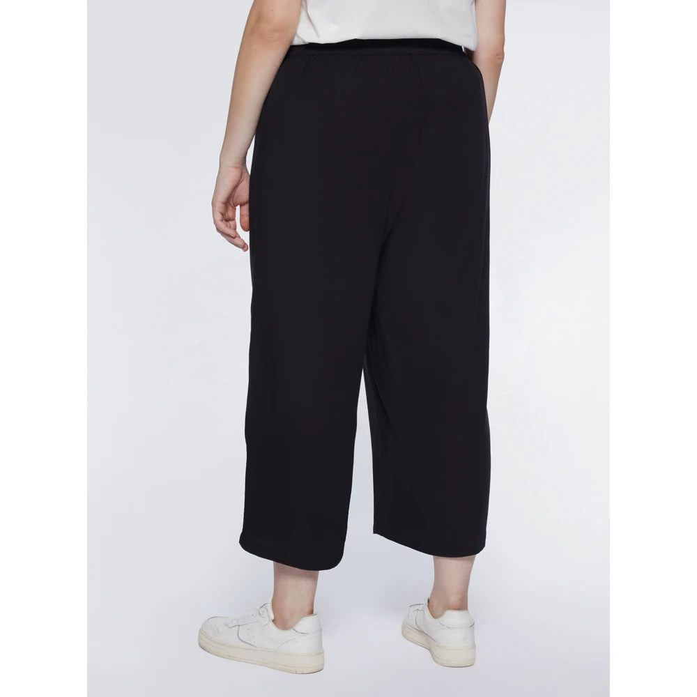Fiorella Rubino Viscose Cropped Creponne Broek Black Dames