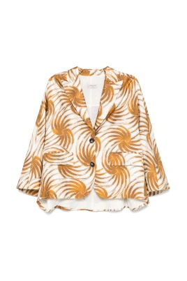 Beige Jacka med Peak Revers