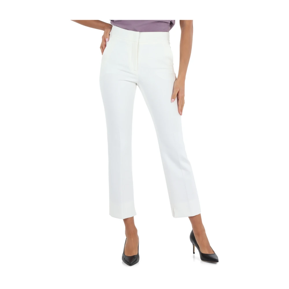 PESERICO Uitlopende broek van viscose en katoen White Dames