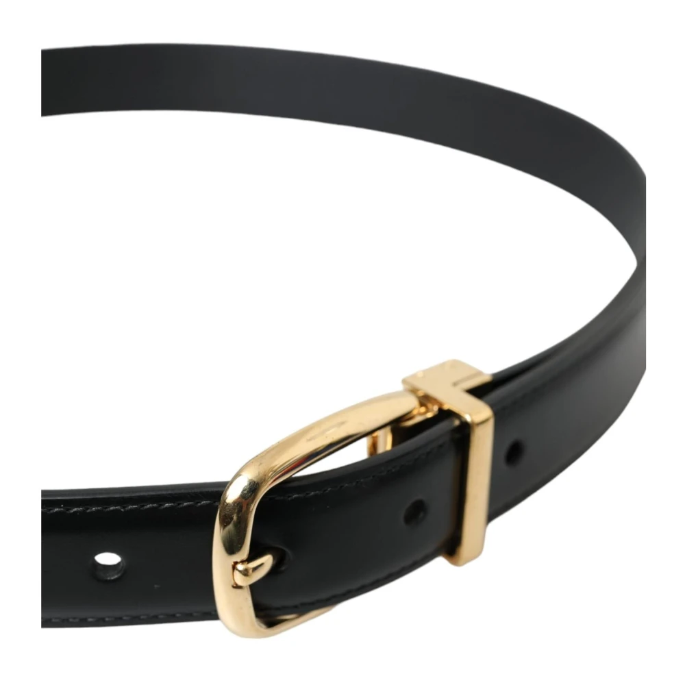 Dolce & Gabbana Zwarte Leren Riem met Gouden Gesp Black Dames