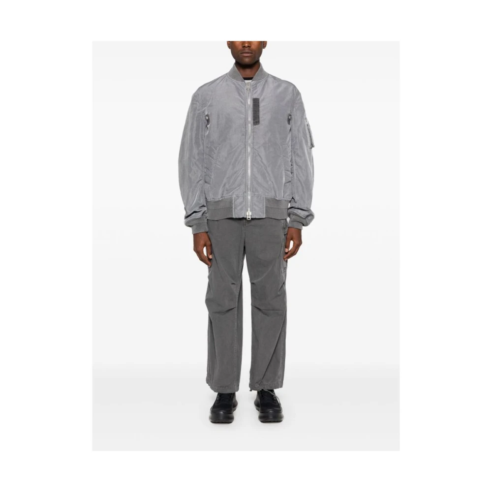 Sacai Gekreukte Afwerking Rits Baseball Jack Gray Heren