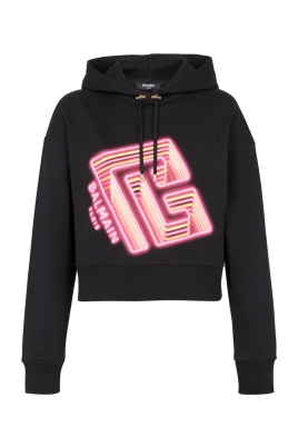 Cropped Neon-print sweatshirt