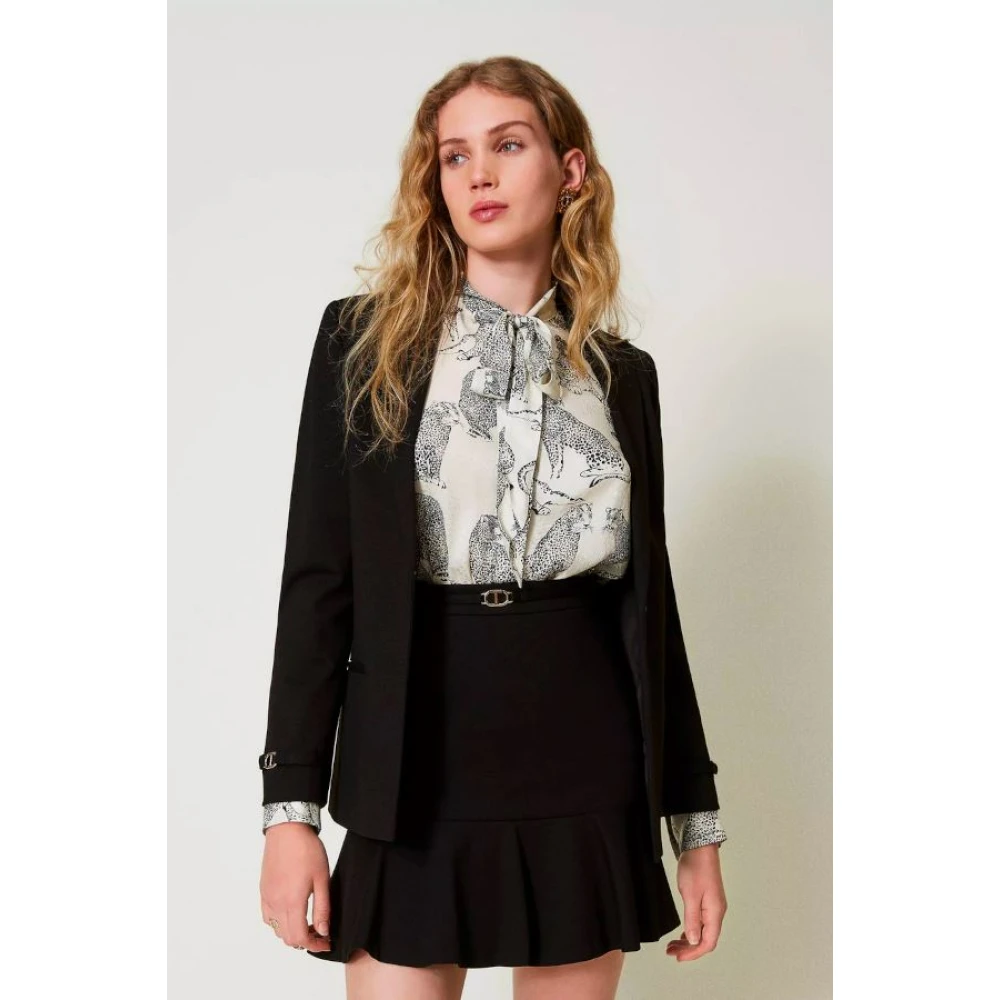 Twinset Zwarte Minirok met Ruche Black Dames