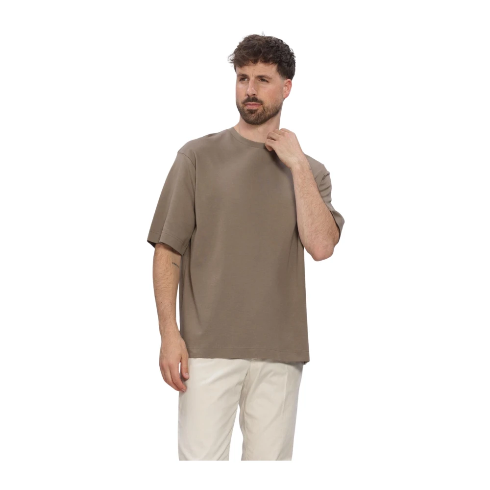 Profuomo - T-Shirt Rundhalsausschnitt Schwer Baumwolle - Tops - Herren - Beige - L - Bild 5