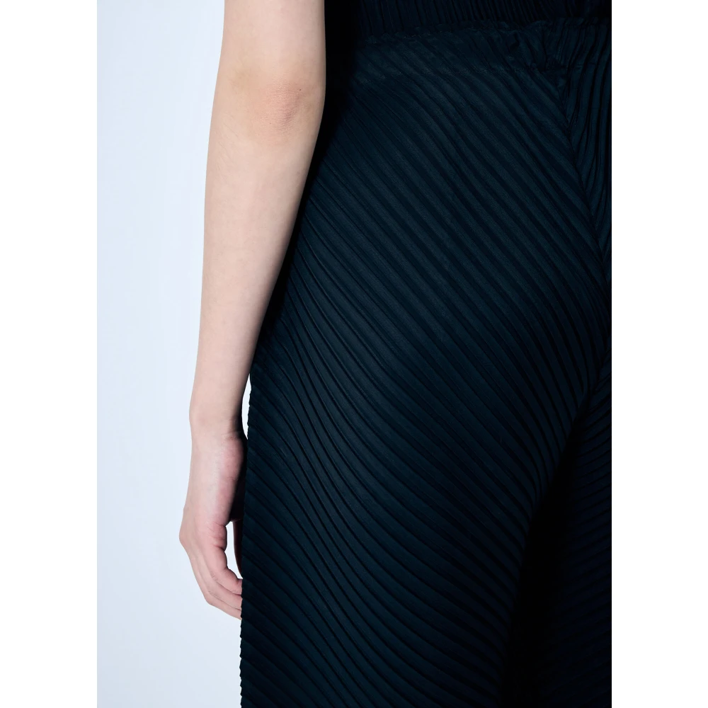 Issey Miyake Elastische Taille Geplooide Broek Black Dames