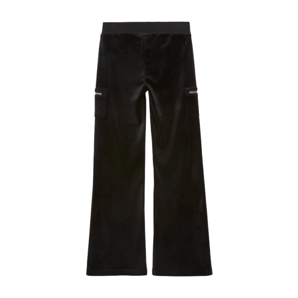 Juicy Couture Laagbouw Zwarte Fluwelen Flare Broek Black Dames