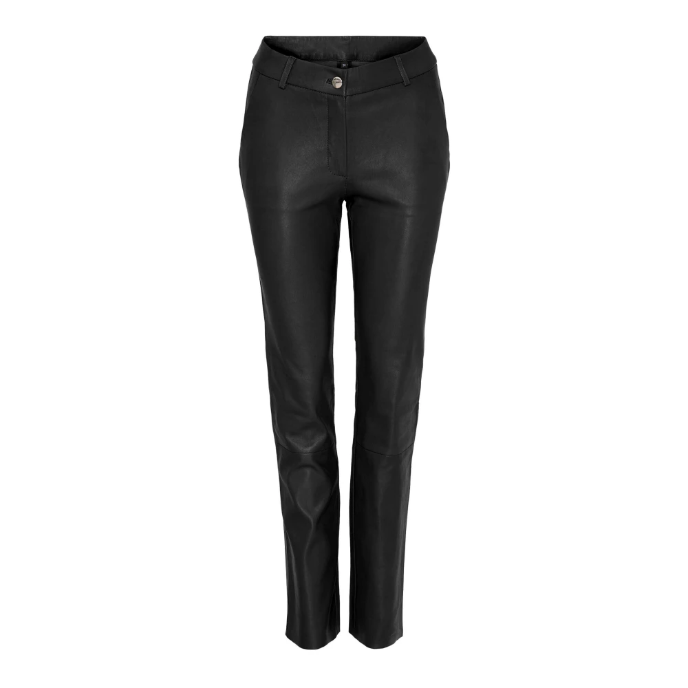 Notyz Elegant Läder Slim-Fit Byxor Black, Dam