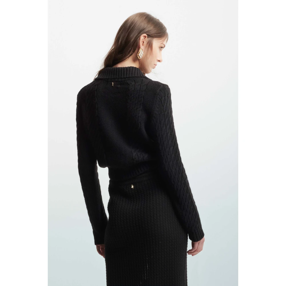 Kocca Gebreide Kraagknoop Jumper Black Dames