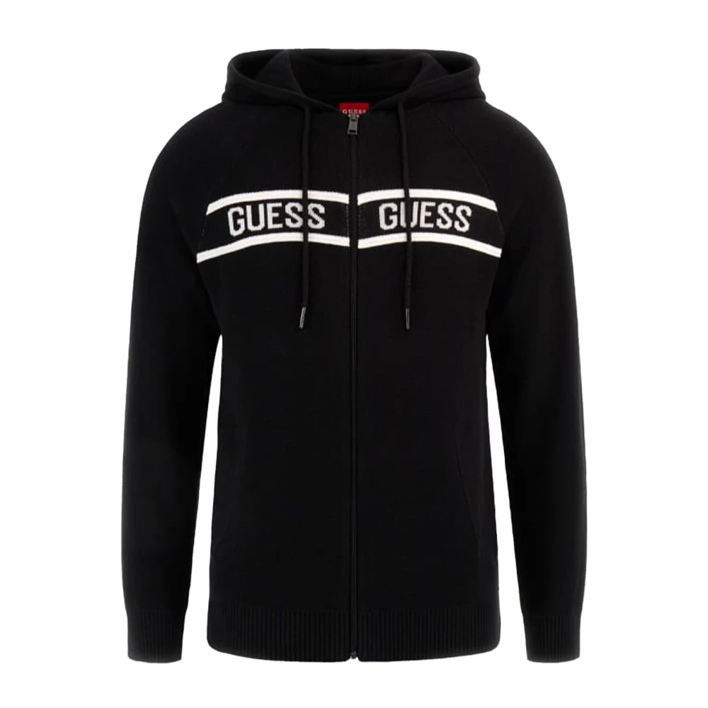 Guess Zwarte Hoodie met rits Black Heren