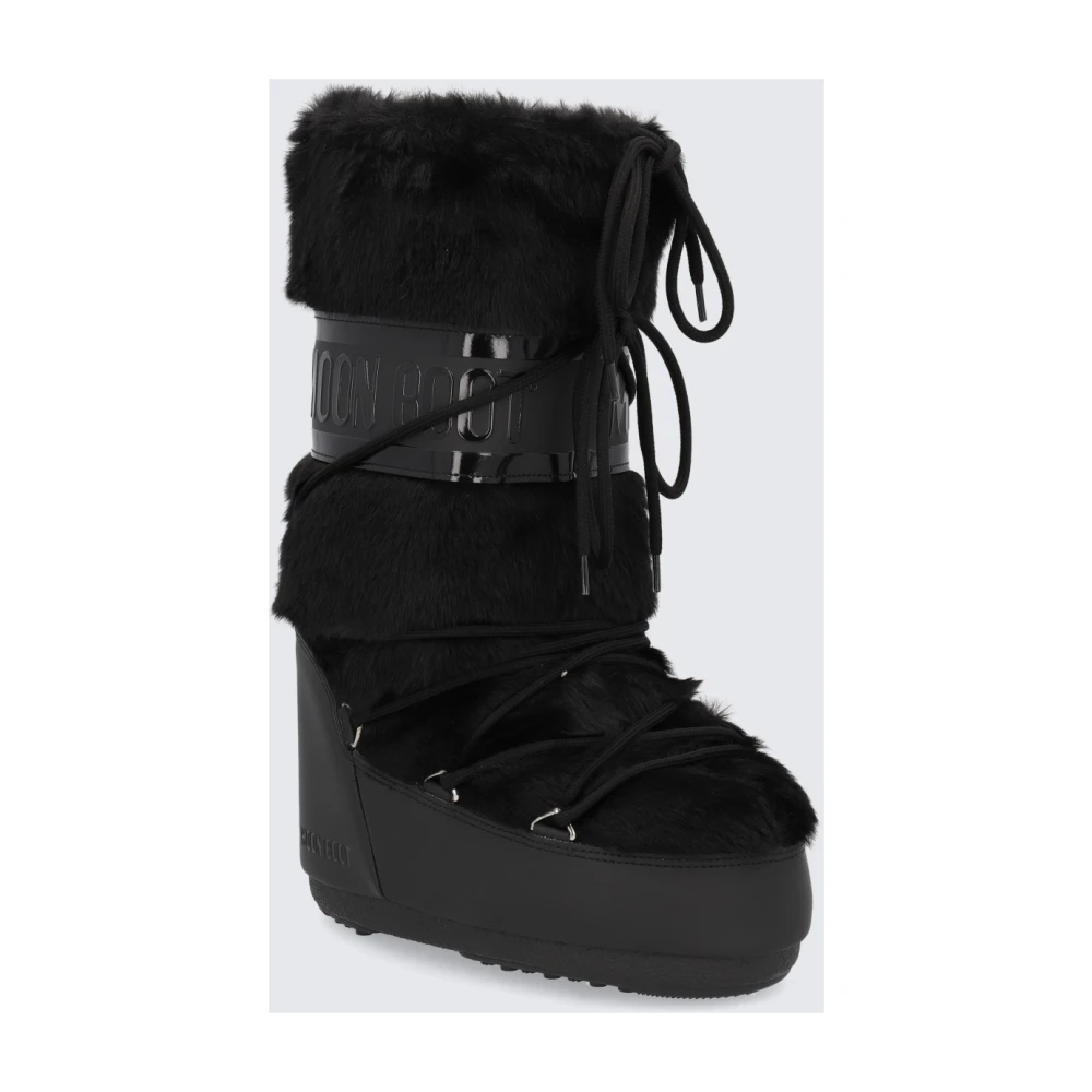 moon boot Icon Faux Fur Nylon Laarzen Black Dames