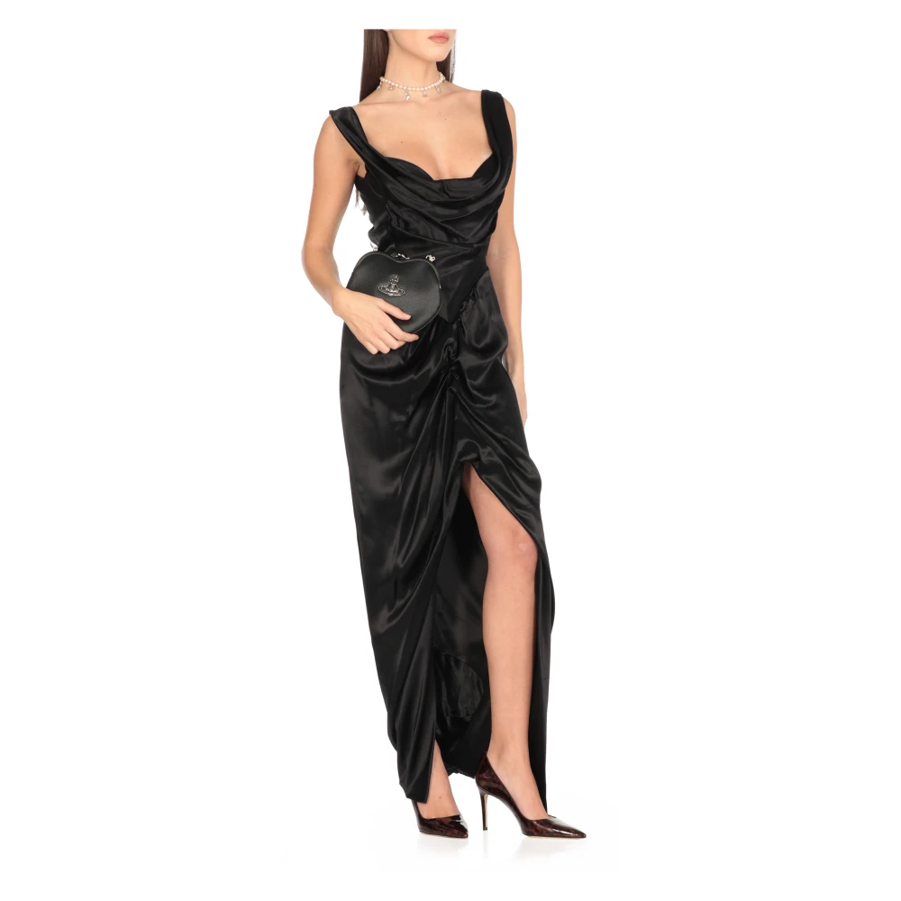 Vivienne Westwood Zwarte viscose jurk met voorste detail Black Dames