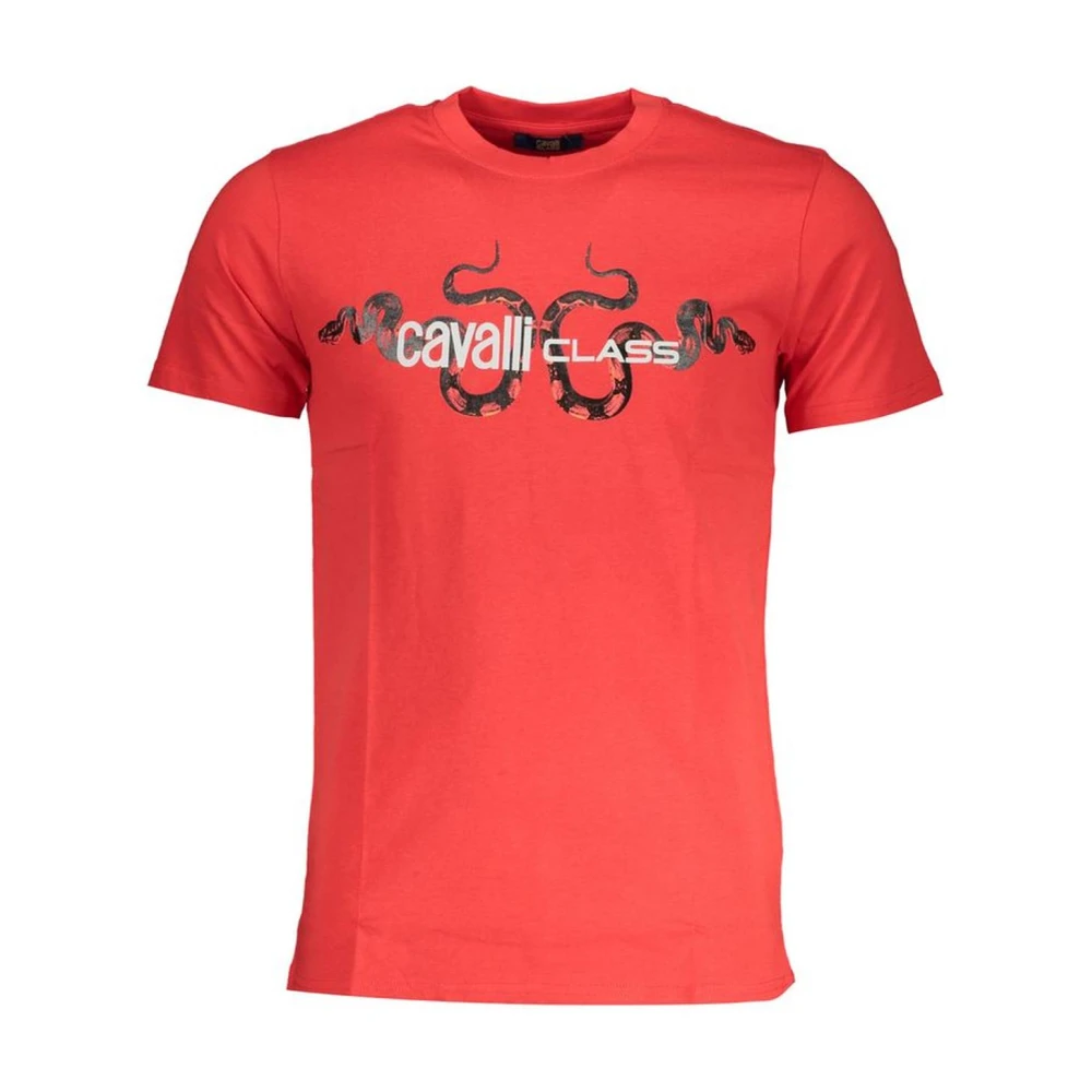 Cavalli Class Rood Logo Print Crew Neck T-shirt Red Heren