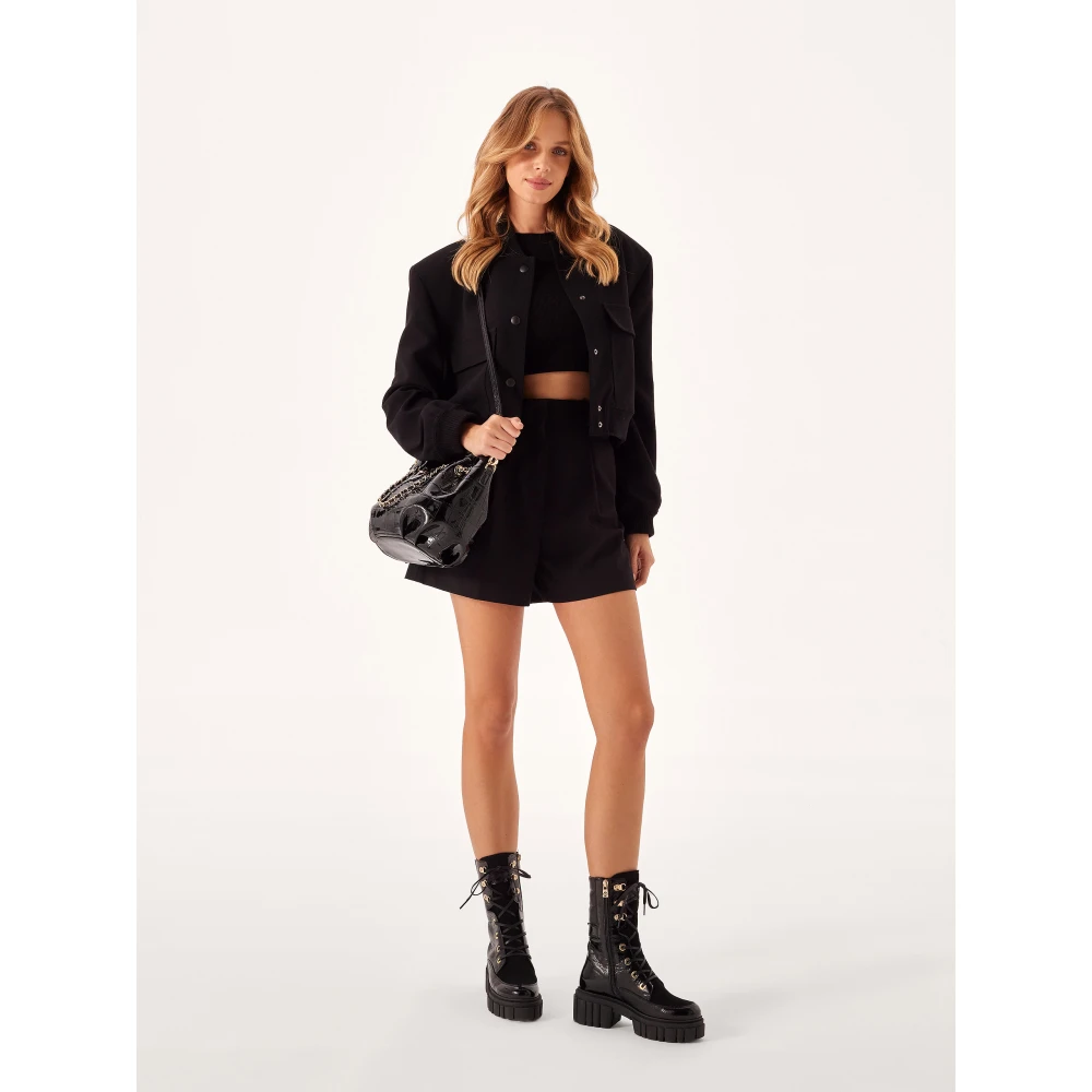 Kazar Zwarte leren tas met afneembare sleutelhanger Black Dames