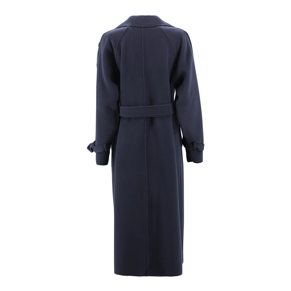 Max Mara Weekend Blauwe Wollen Trenchcoat Blue Dames