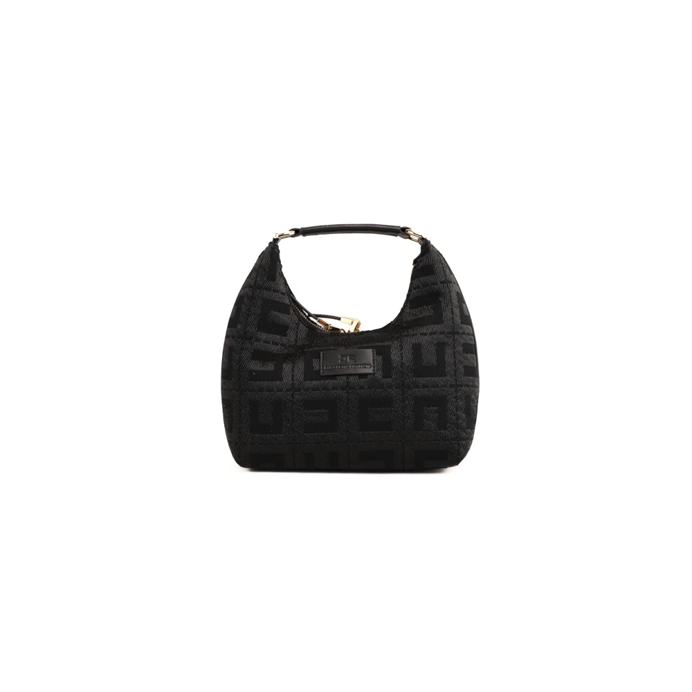 Elisabetta Franchi Kleine Jacquard Zwarte Handtas Black Dames