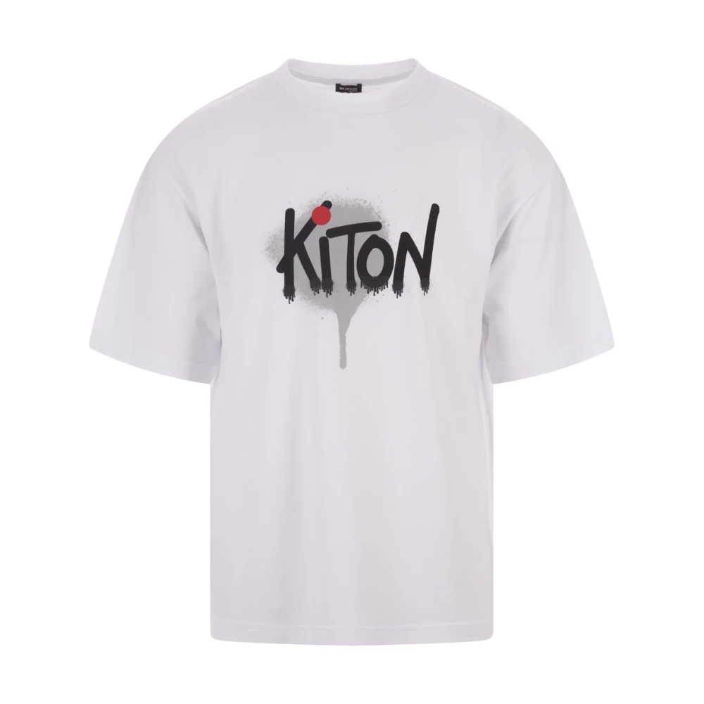 Kiton Wit T-shirt met Graffiti-Style Logo White Heren