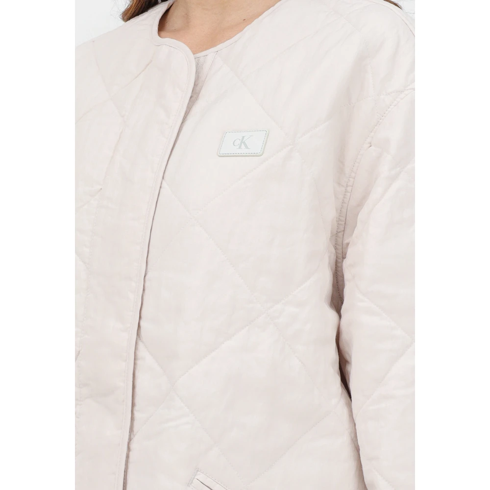 Calvin Klein Jeans Crème Gewatteerde Jas Lente Zomer Beige Dames