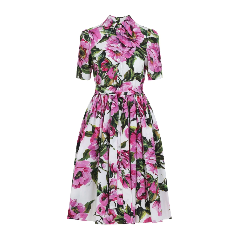 Dolce & Gabbana Peonie Fuxia Jurk Multicolor Dames