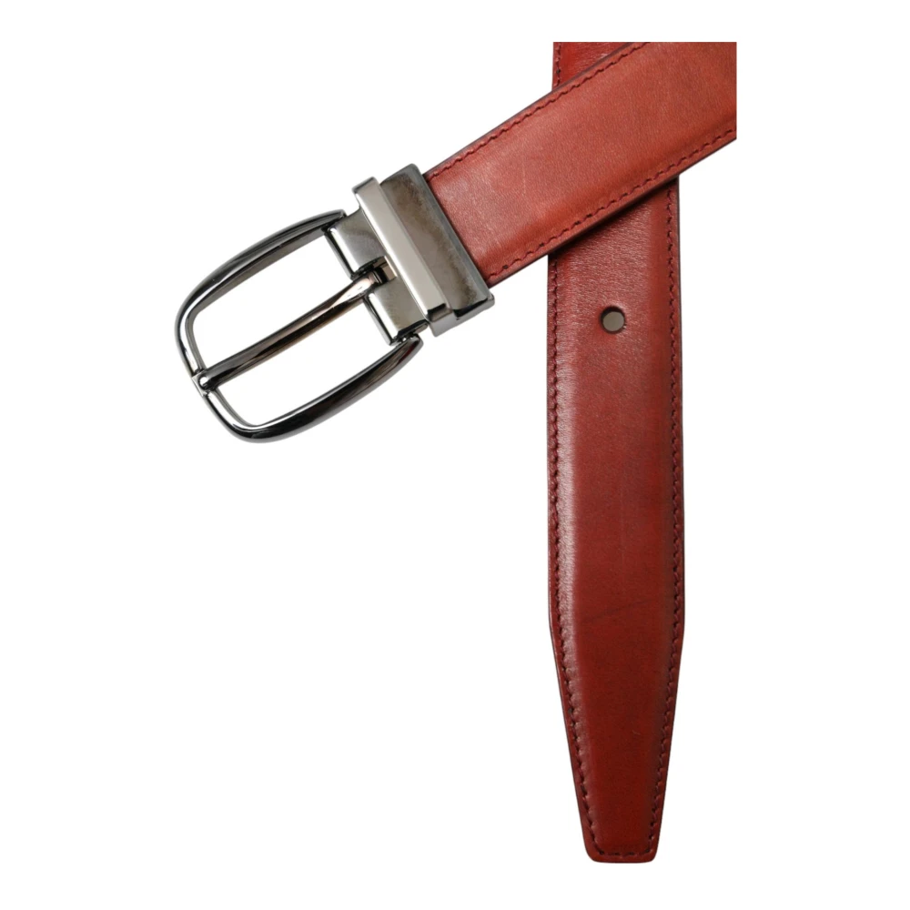 Dolce & Gabbana Bruin Leren Riem Metalen Gesp Brown Heren