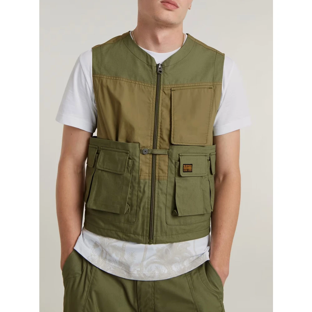 G-Star Mouwloos jack met klittenbandzakken Green Heren