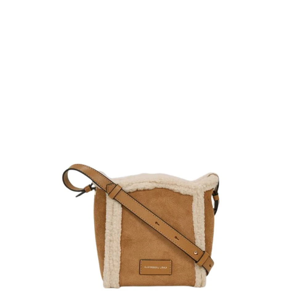 Karl Lagerfeld Brown K/Circle Small Shearling Bucket Bag - Female - Cross Body Bags - One Size - Bags