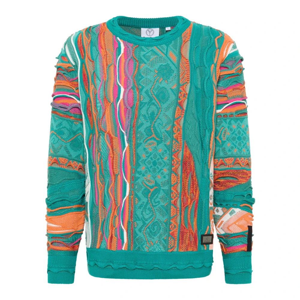 Carlo colucci Kleurrijke Jacquard Gebreide Trui Multicolor Heren
