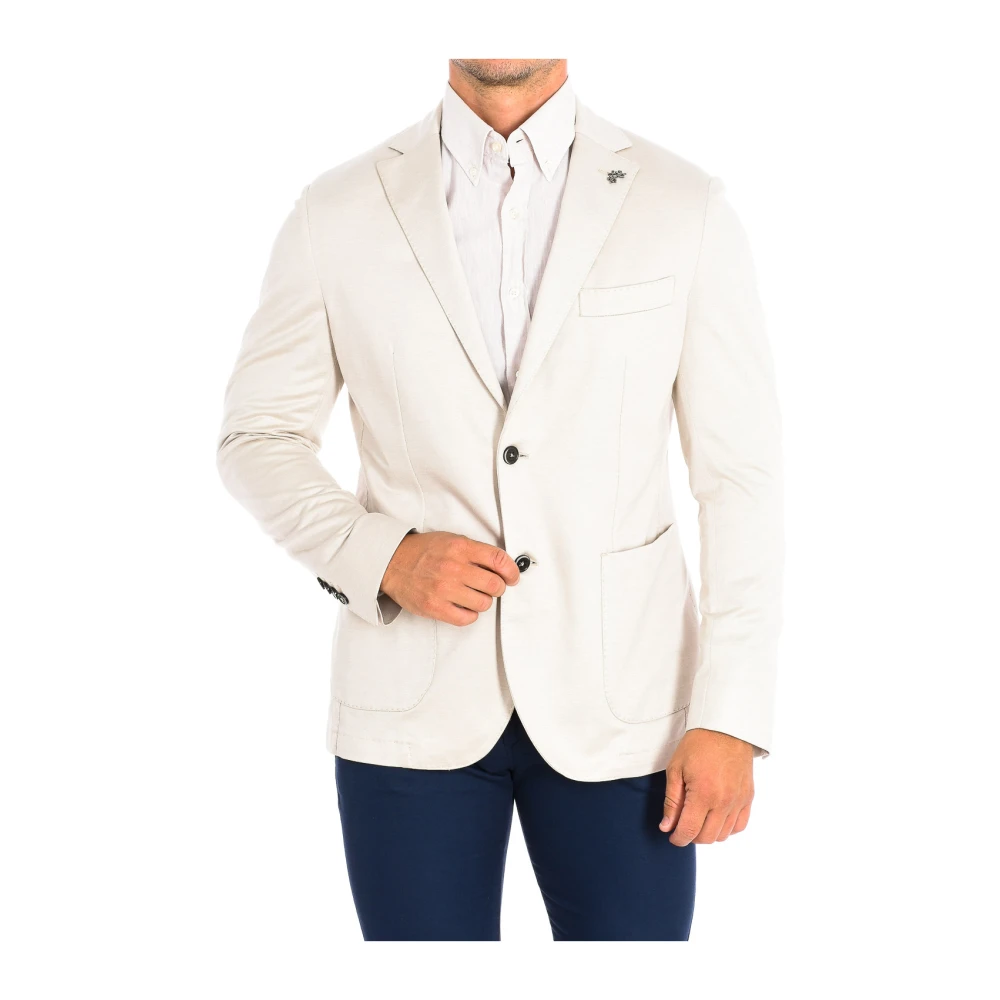La Martina Men's Beige Long-Sleeved Blazer - Blazers - L - Jackets
