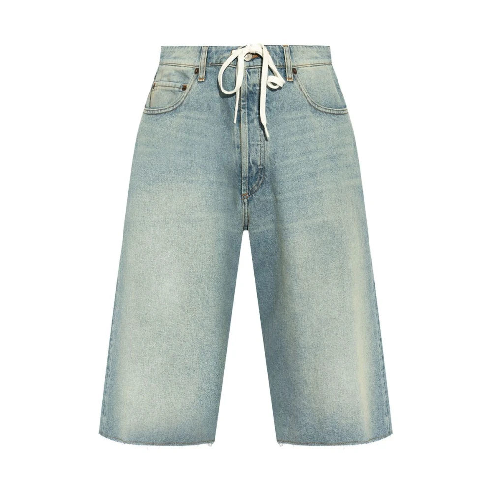 MM6 Maison Margiela Poederblauwe Denim Knieshorts met Knoopsluiting Blue Heren