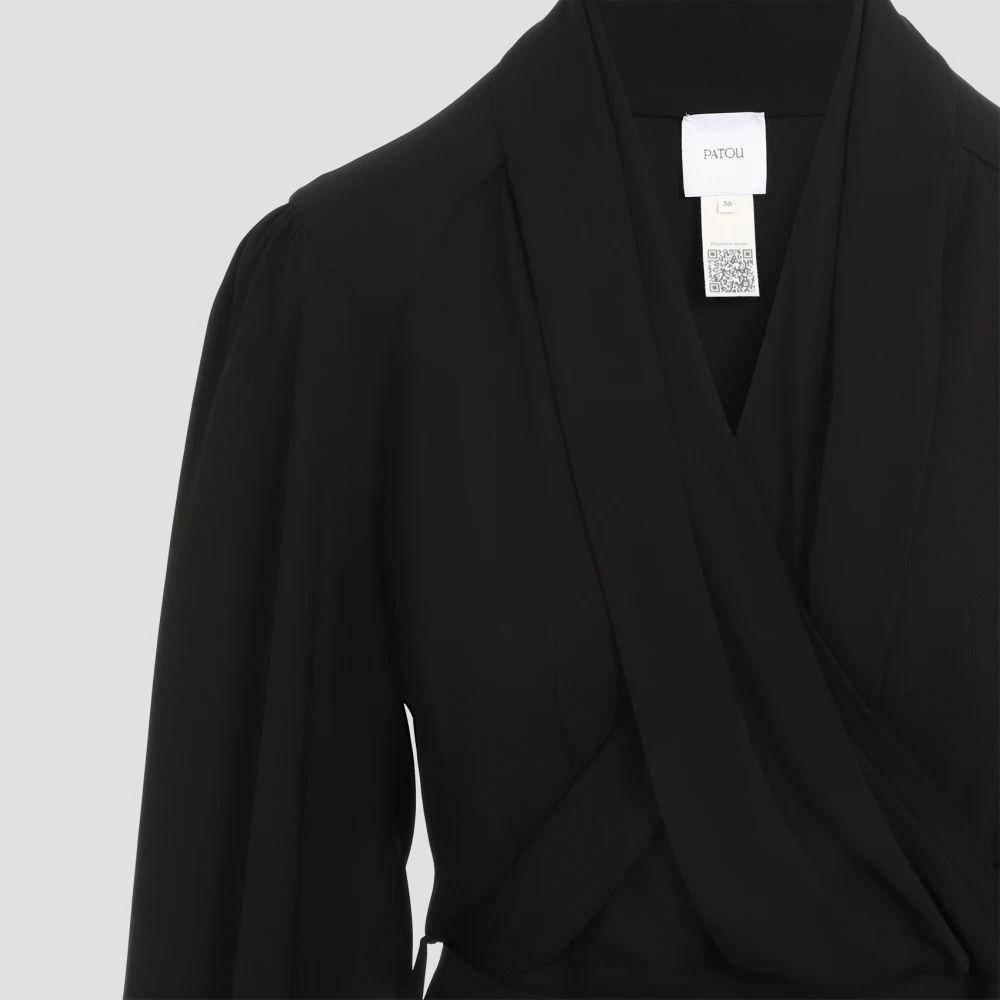 Patou Zwarte Gedrapeerde Maxi Day Jurk Black Dames