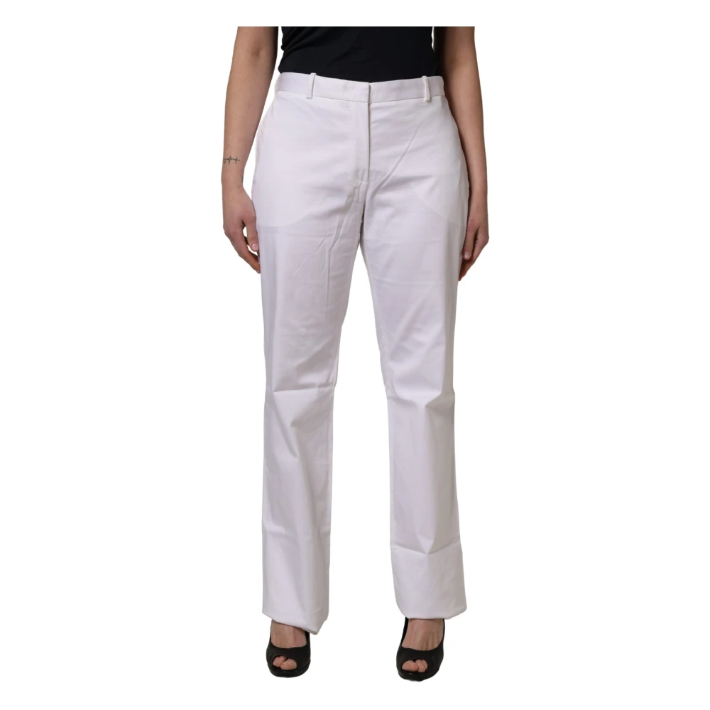 Gianfranco Ferré White Straight Trousers, Male, 2XL, Mid Waist Straight Chino