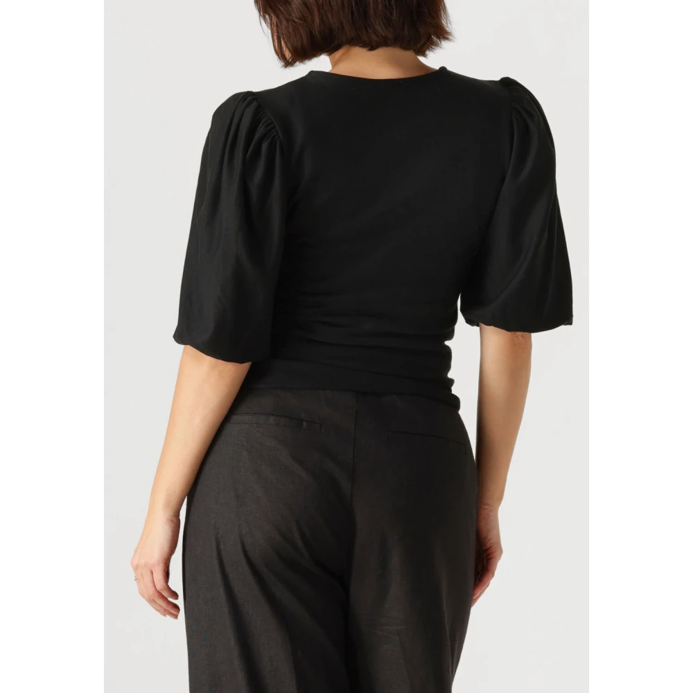 Gestuz Zwarte Ballonmouw Blouse Black Dames