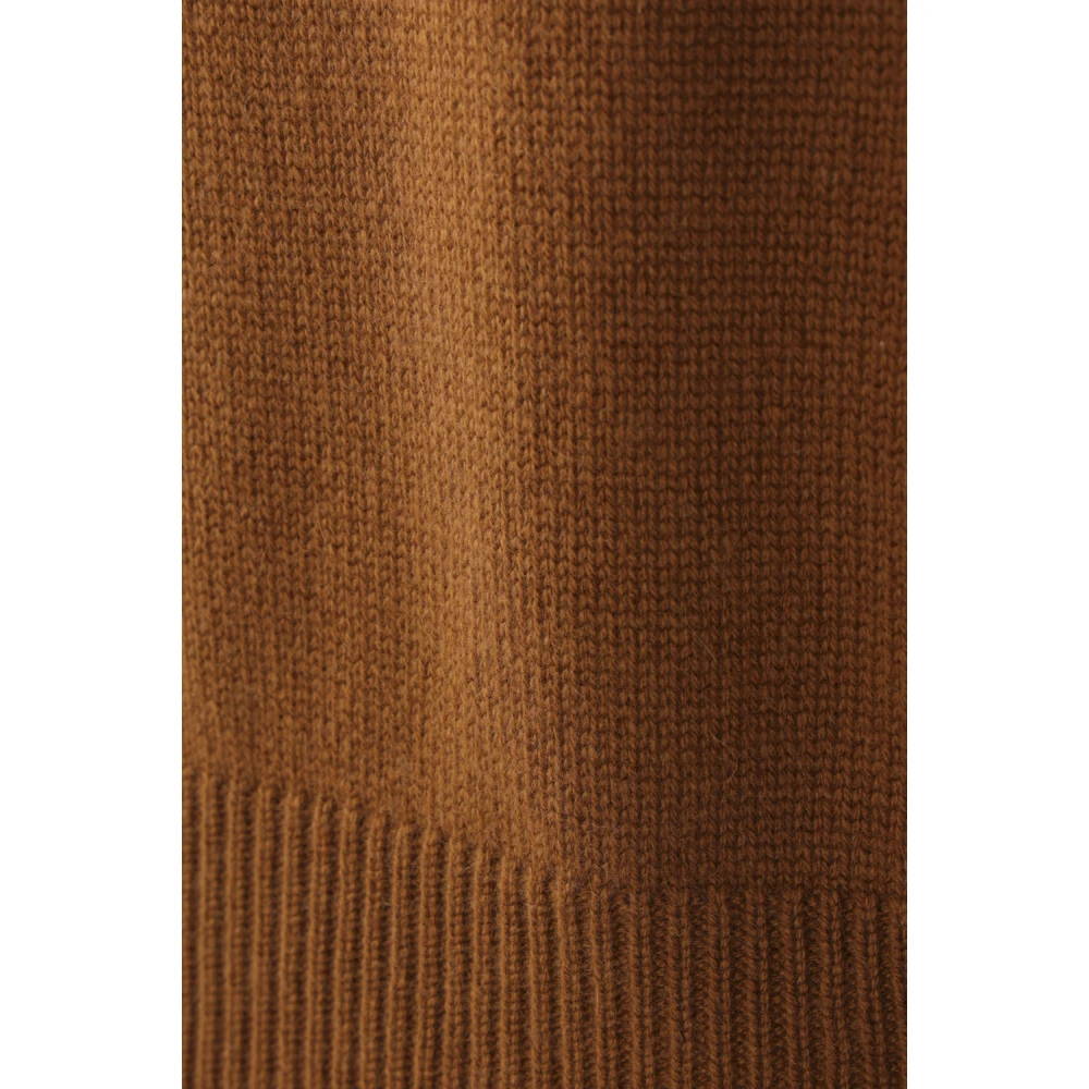 allude Kasjmier Bruine Trui Geribbelde Zoom Brown Dames