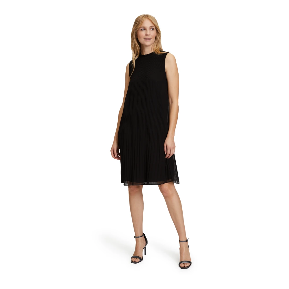 Betty & Co Mouwloze Geplooide Jurk Black Dames
