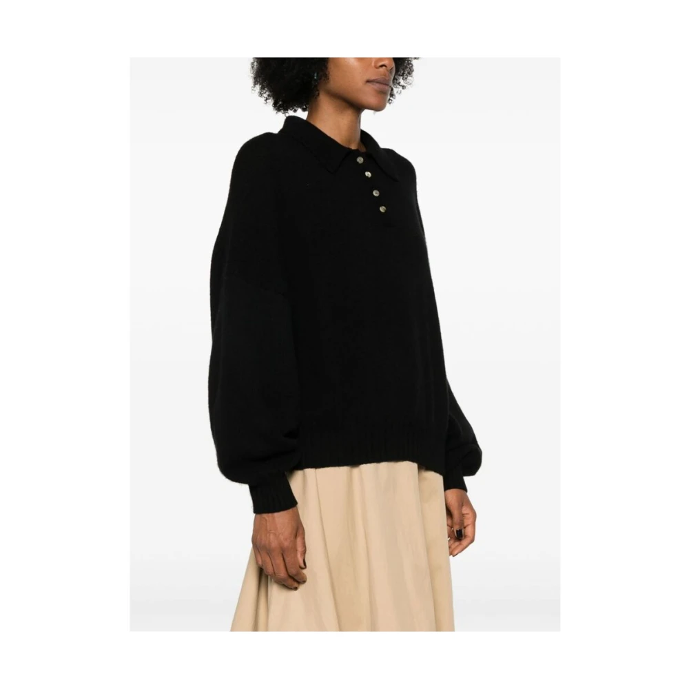 Khaite Zwarte Kasjmiermix Polotrui Black Dames