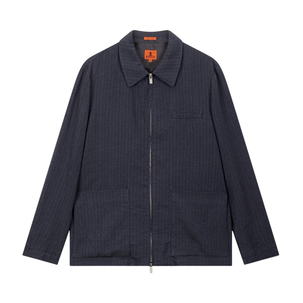 Barena Venezia Men's Blue Overshirt With Zip - Light Jackets - S - Jackets
