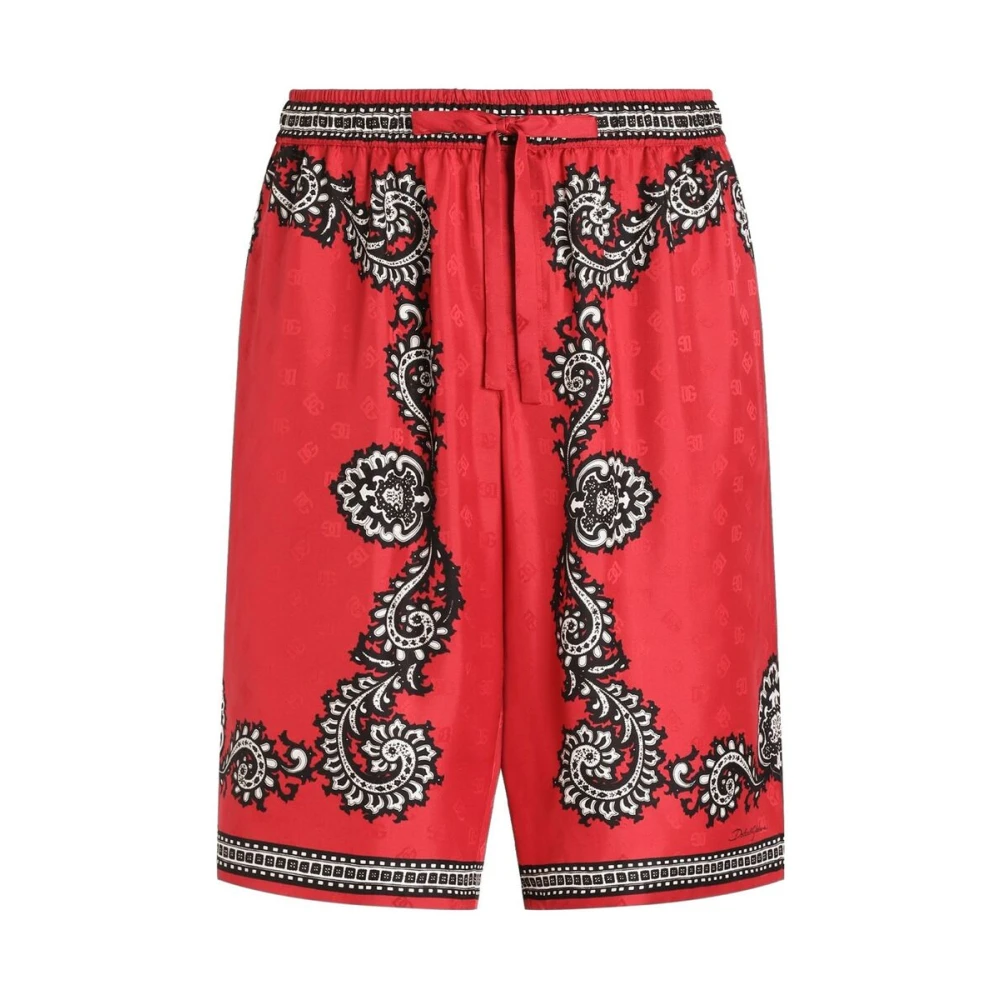 Dolce & Gabbana Rode Bandana Print Trekkoordbroek Red Heren