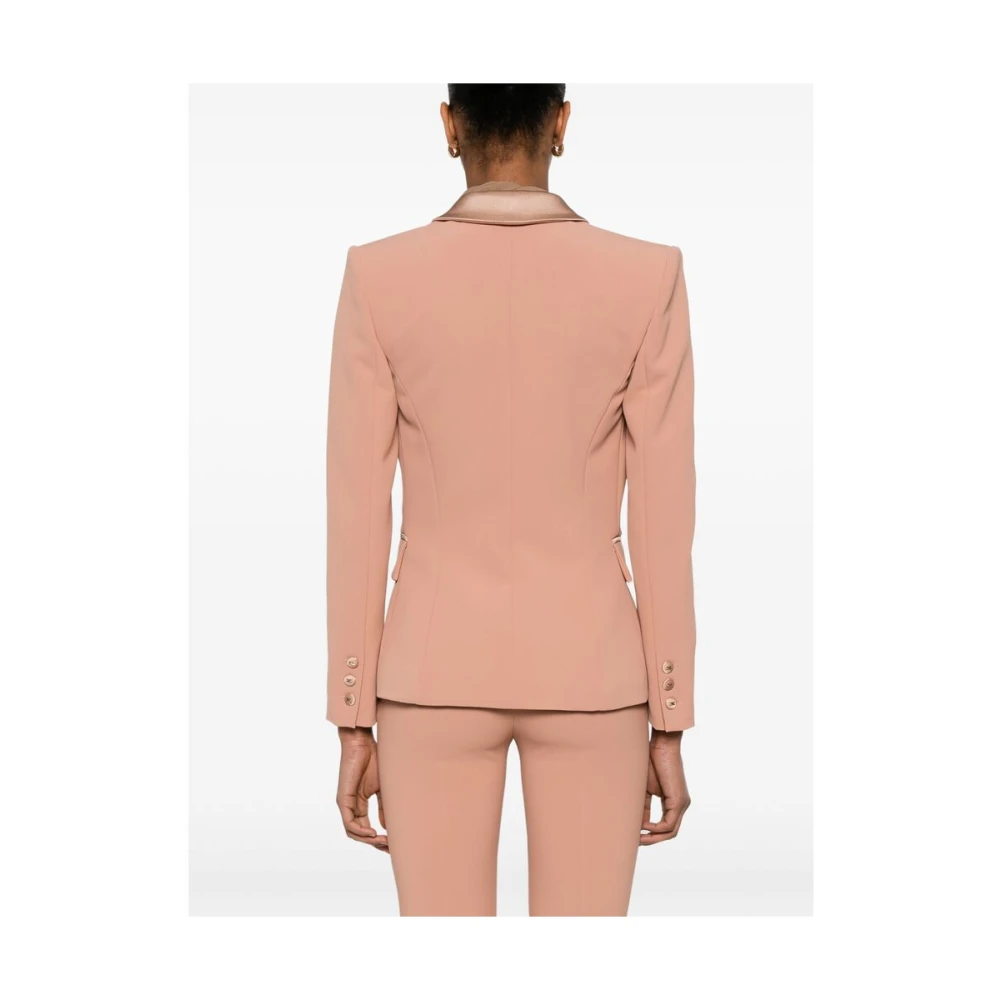 Elisabetta Franchi Blush Beige Double-Breasted Jas Pink Dames