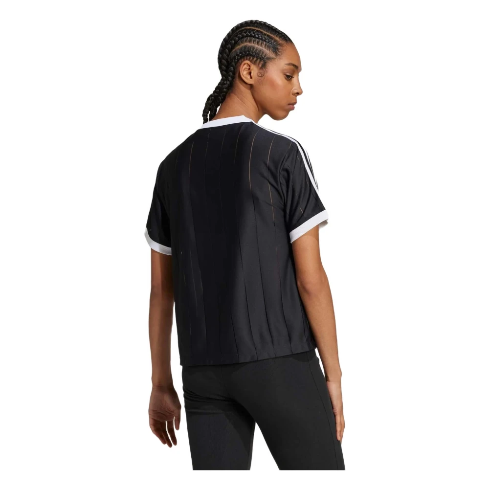 Adidas Pinstripe 3 Strepen T-shirt Black Dames