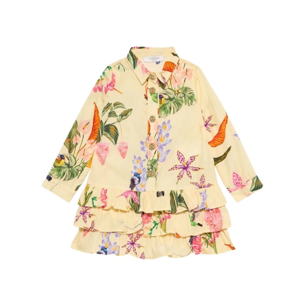 Roberto Cavalli Girls Yellow Dresses, 2 Y, Florentine Bloom Ruffle Dress