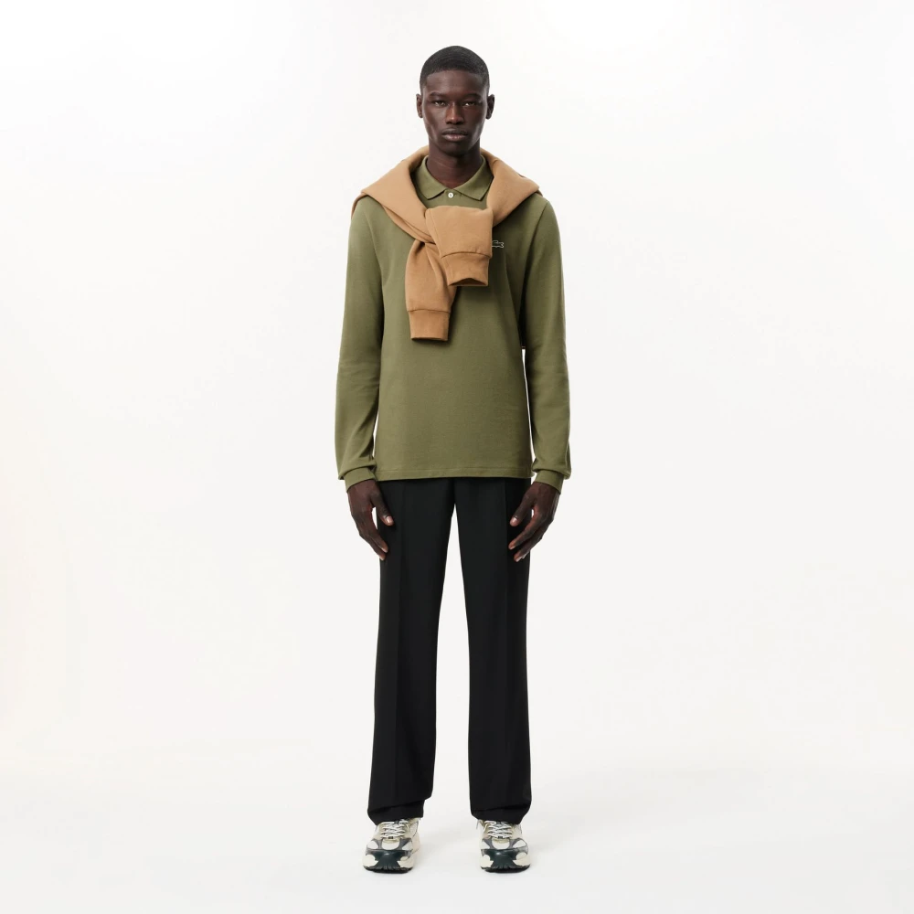Lacoste Lange Mouw Piqué Polo Shirt Green Heren