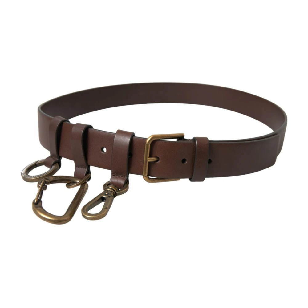 Dolce & Gabbana Gouden Gesp Leren Riem Stijlvol Brown Heren