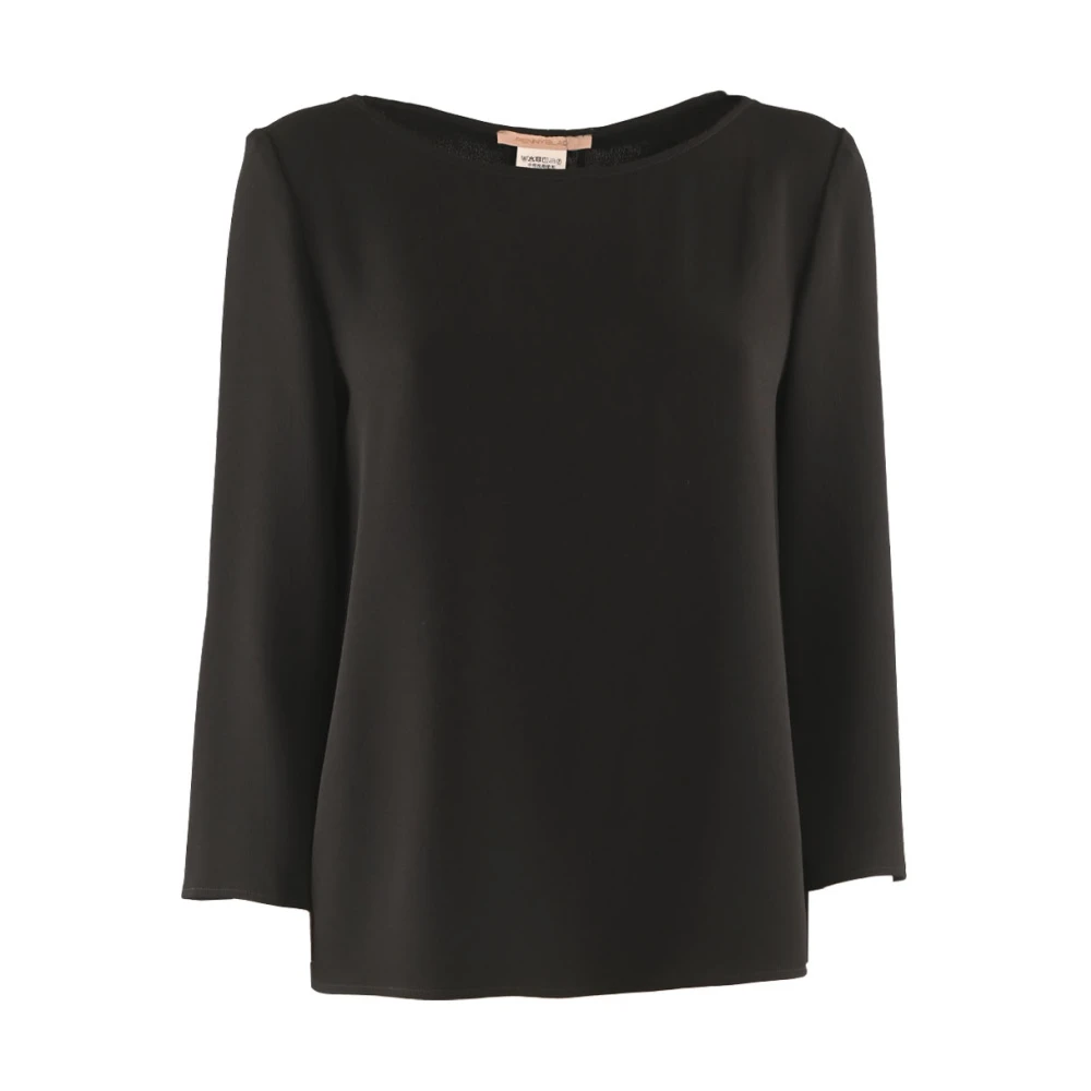 Pennyblack Viscose blouse met bicolour rugsplit Black Dames