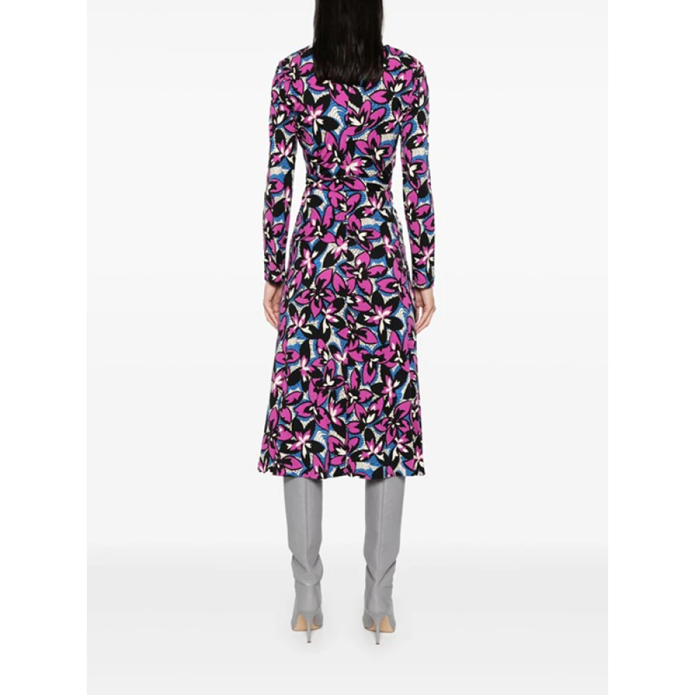 Diane Von Furstenberg Bloemen Midi Jurk met Gerimpeld Detail Multicolor Dames