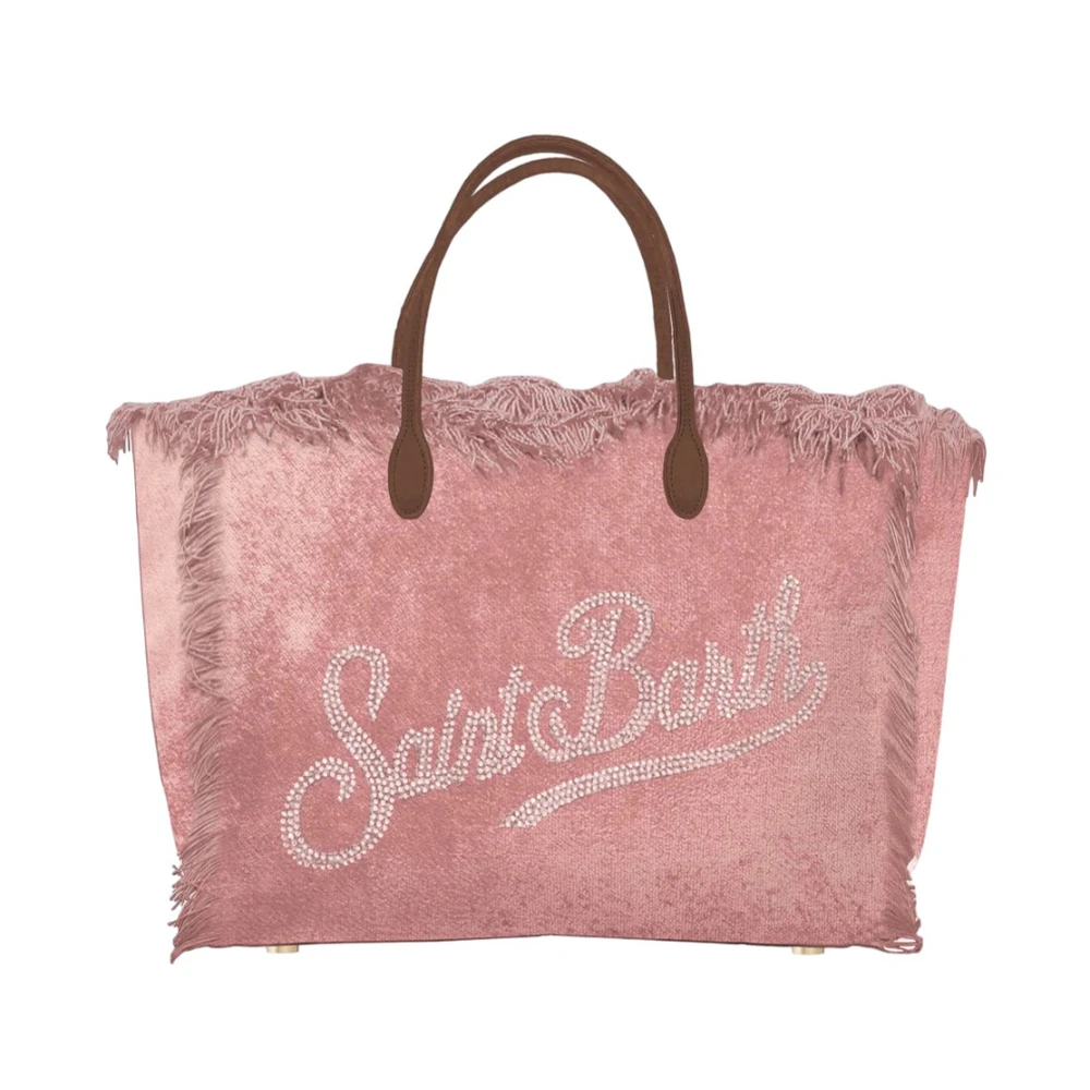 MC2 Saint Barth Eco-leren handtas met strass logo Pink Dames